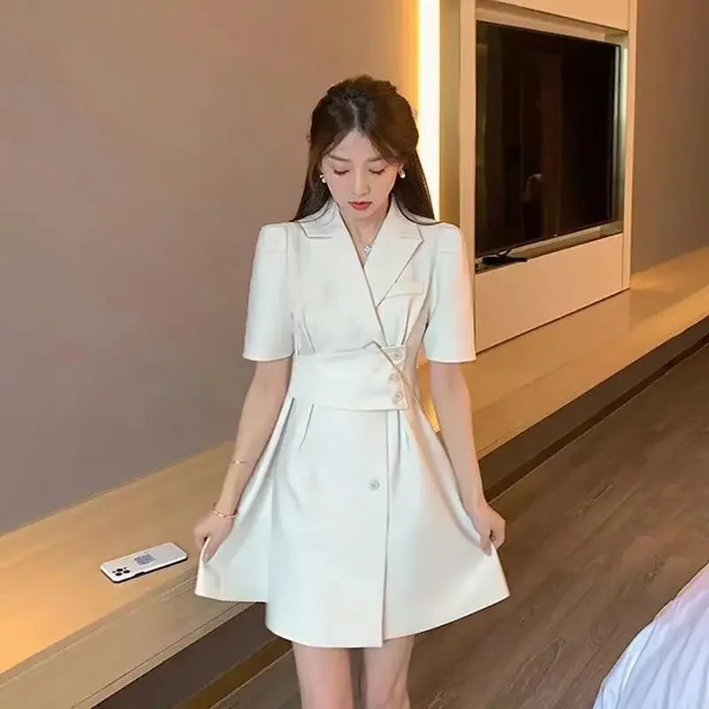 Blazer Short Women's Dress Mini Black Formal Occasion Female Dresses 2024 White Clothing Outfits Korean Style New in Promotion X