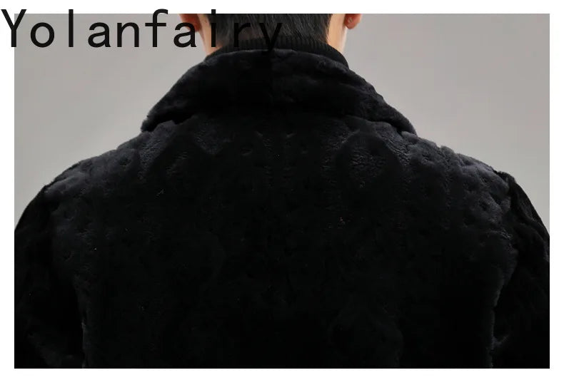 YOLANFAIRY Genuine Sheepskin Mens Real Fur Coat Winter Clothes Shearling Jackets for Men Cropped Leather Jacket муж куртка 2024