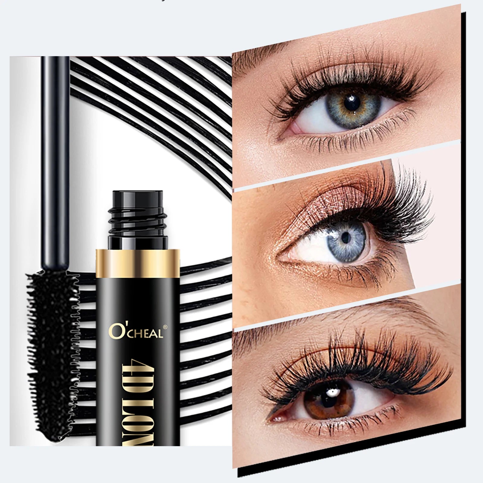 O‘CHEAL 4D Silk Fiber Black Mascara Waterproof Volumizing Curling Mascara Lengthening Mascara Long Lasting Fuller Lashes Makeup