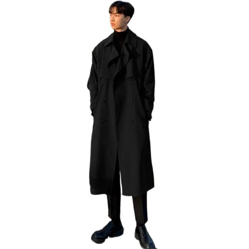 Trench coat Man winter coat Trench Korean Men's Fashion Overcoat Male Long Windbreaker Streetwear Men Coat Outer Wear Clothing