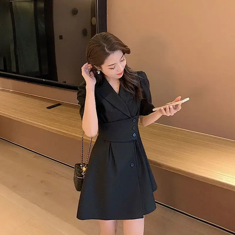 Blazer Short Women's Dress Mini Black Formal Occasion Female Dresses 2024 White Clothing Outfits Korean Style New in Promotion X