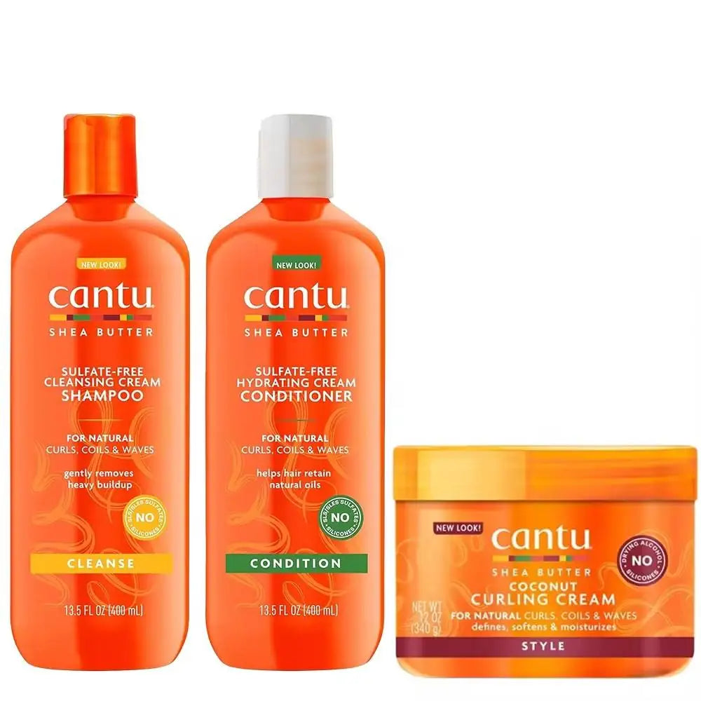 Cantu Edge Control StayGel Shampoo Conditioner Coconut Curling Cream for Natural Curls Coils Waves with Shea Butter Moisturizing