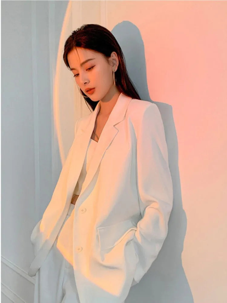 Casual Long Sleeve Suit Jacket Blazer Office Lady Spring Autumn Fashion Elegant Solid Blazer Outerwear Coat For Women 2023 Black