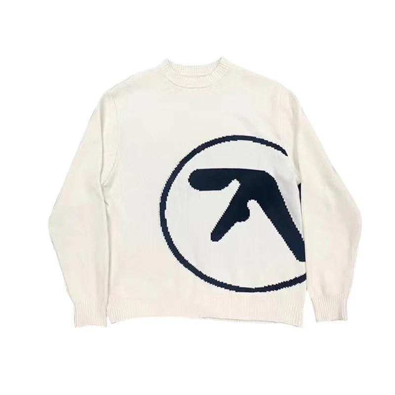 Men's Sweater Aphex Twin Knit Winter Oversized Vintage Long Sleeve Tops Jumper Pullover Y2k Streetwear Graphic Fashion Clothing