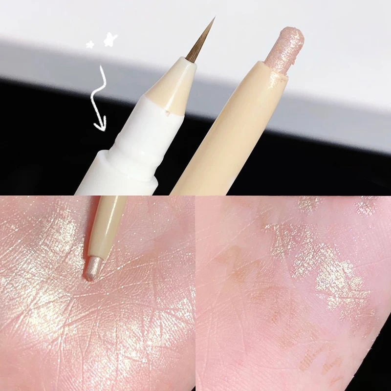 Double Ended Lying Silkworm Pencil Highlighter Makeup Pen Under Eye Highlighter Enlarge Eyes Makeup Stick Slim & Soft Tip