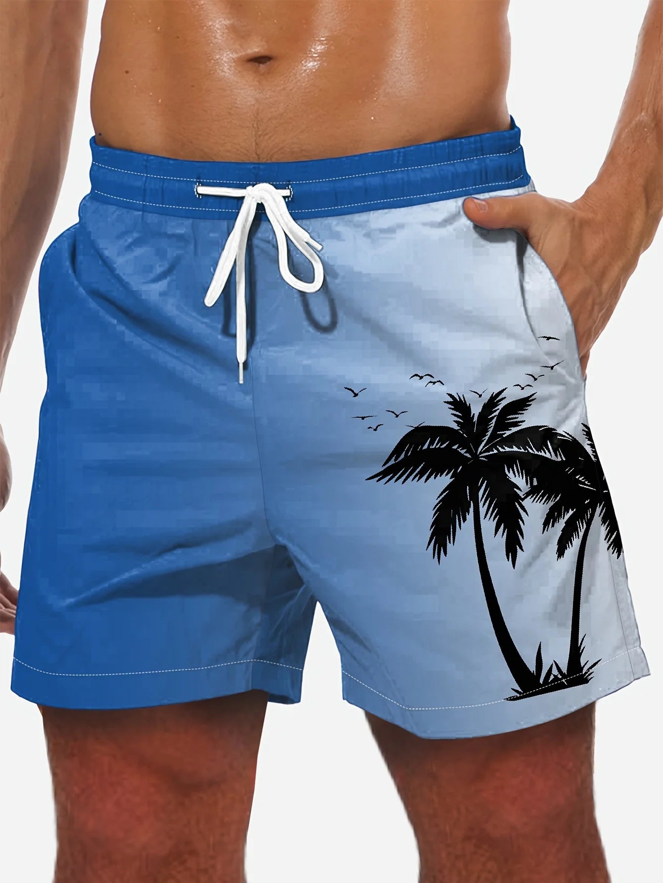 Summer Men's Shorts Quick Drying Hawaii Holiday Sports Swimming Trunks Fashion 3D Coconut Tree Printed Loose Sports Shorts