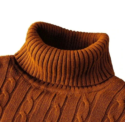 Men's High Neck Sweater Solid Color Pullover Knitted Warm Casual Turtleneck  Mens  Knitted Sweater