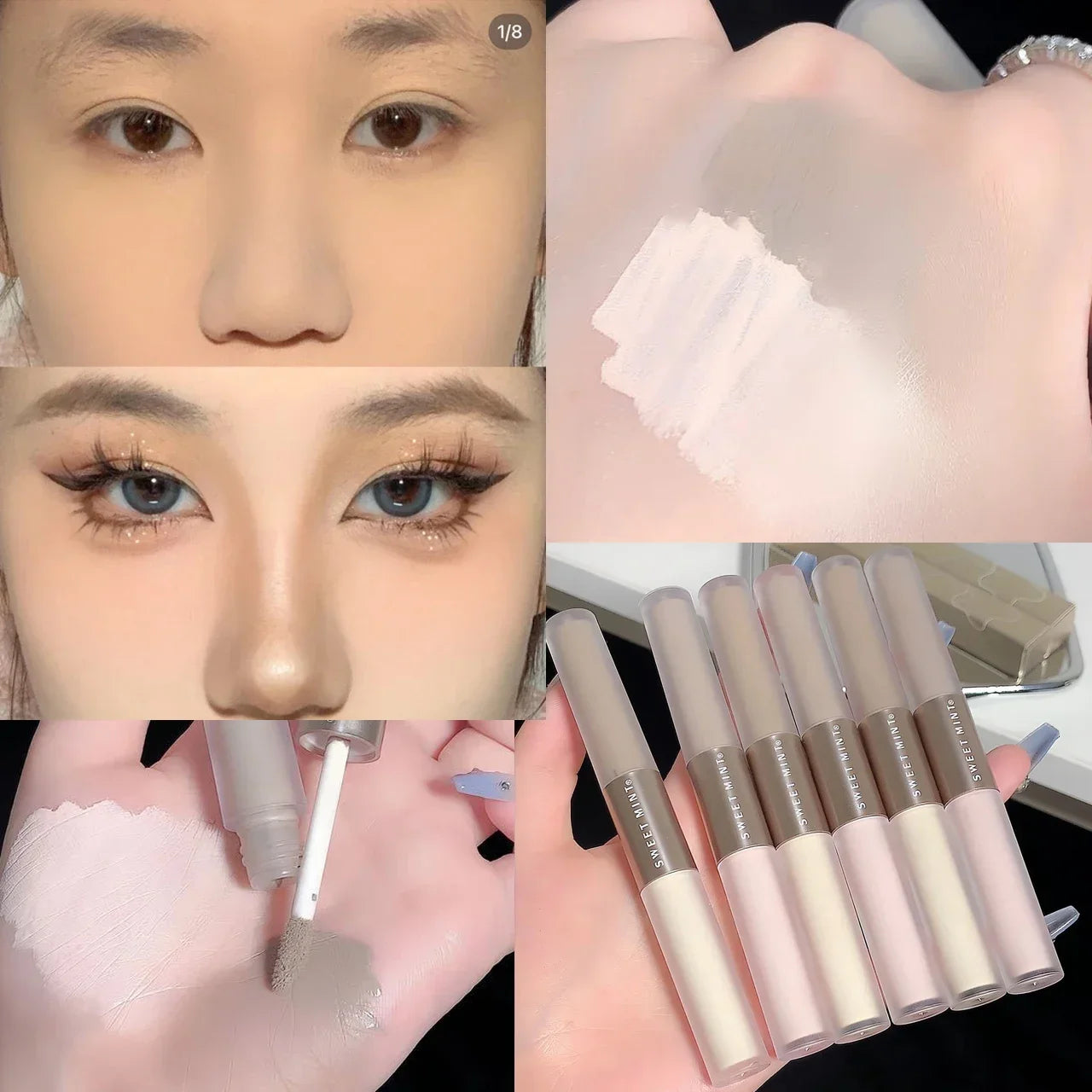 Double-ended Face Contour Stick Highlighter Liquid Highlighter Female Makeup Creamy Texture Highlighter Shadow Pencil Cosmetics