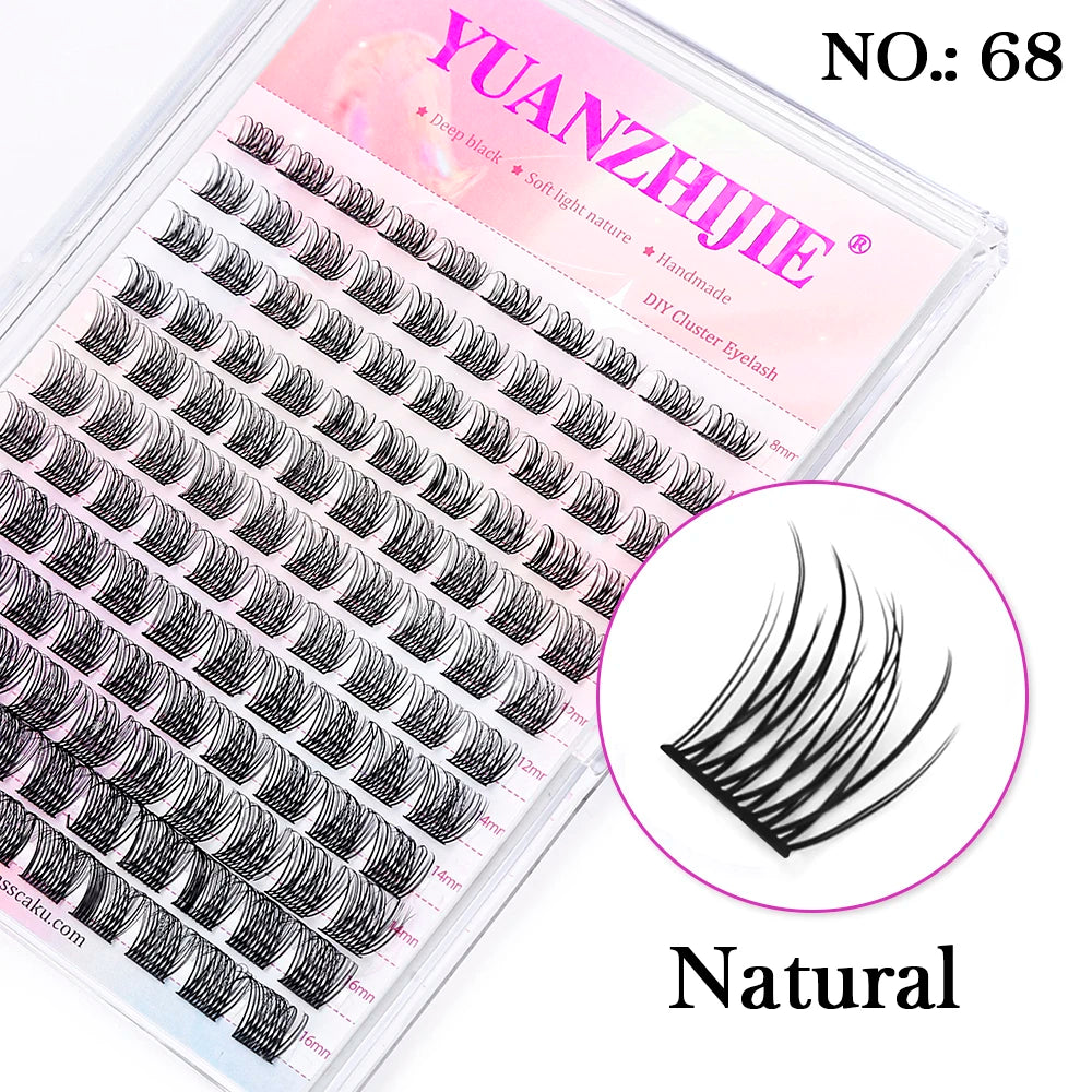 12Lines YUANZHIJIE Segmented Faux Individual Eyelashes Kit lash Strip Easy to Makeup at Home High-end Quality Lashes Extension