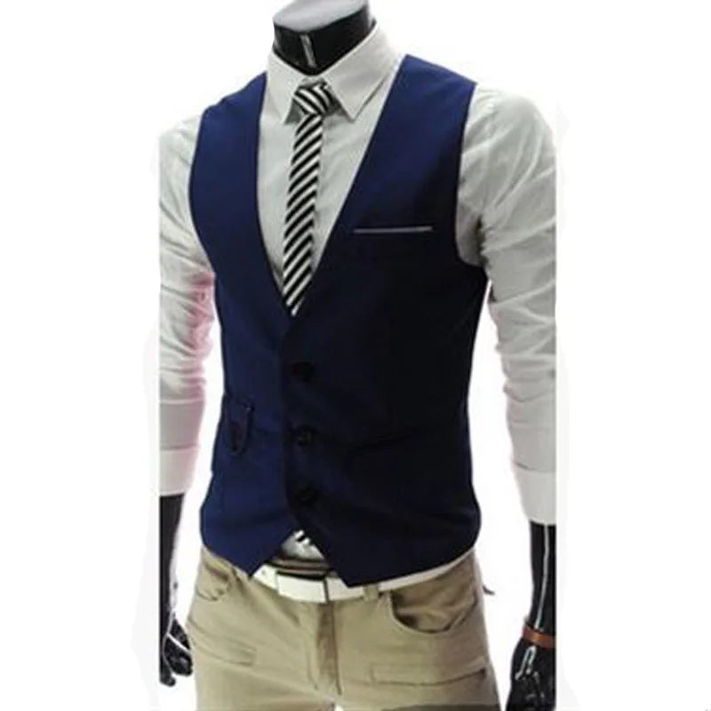 2024 New Grey Dress Vests Slim Fit Mens Suit Vest Casual Sleeveless Waistcoat Gilet Homme Formal Business Jacket Male