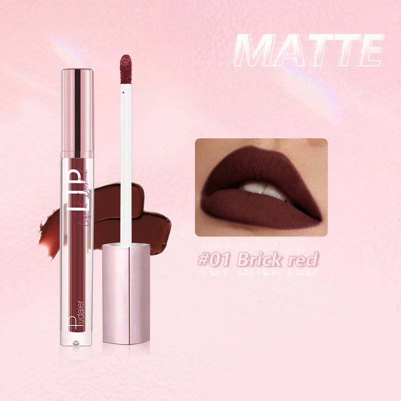 12 Colors Matte Lip Gloss Waterproof Long lasting Non-Stick Lip Glaze Non-Fade Makeup Lipstick for Women.