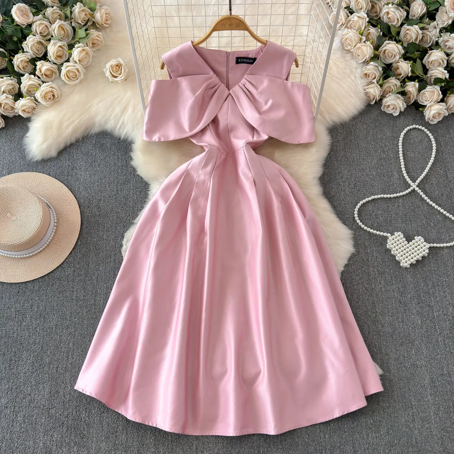 Summer Evening Prom Long Dresses Women Formal Occasions Off Shoulder Solid Bow Empire Birthday Wedding A-Line Party Vestidos