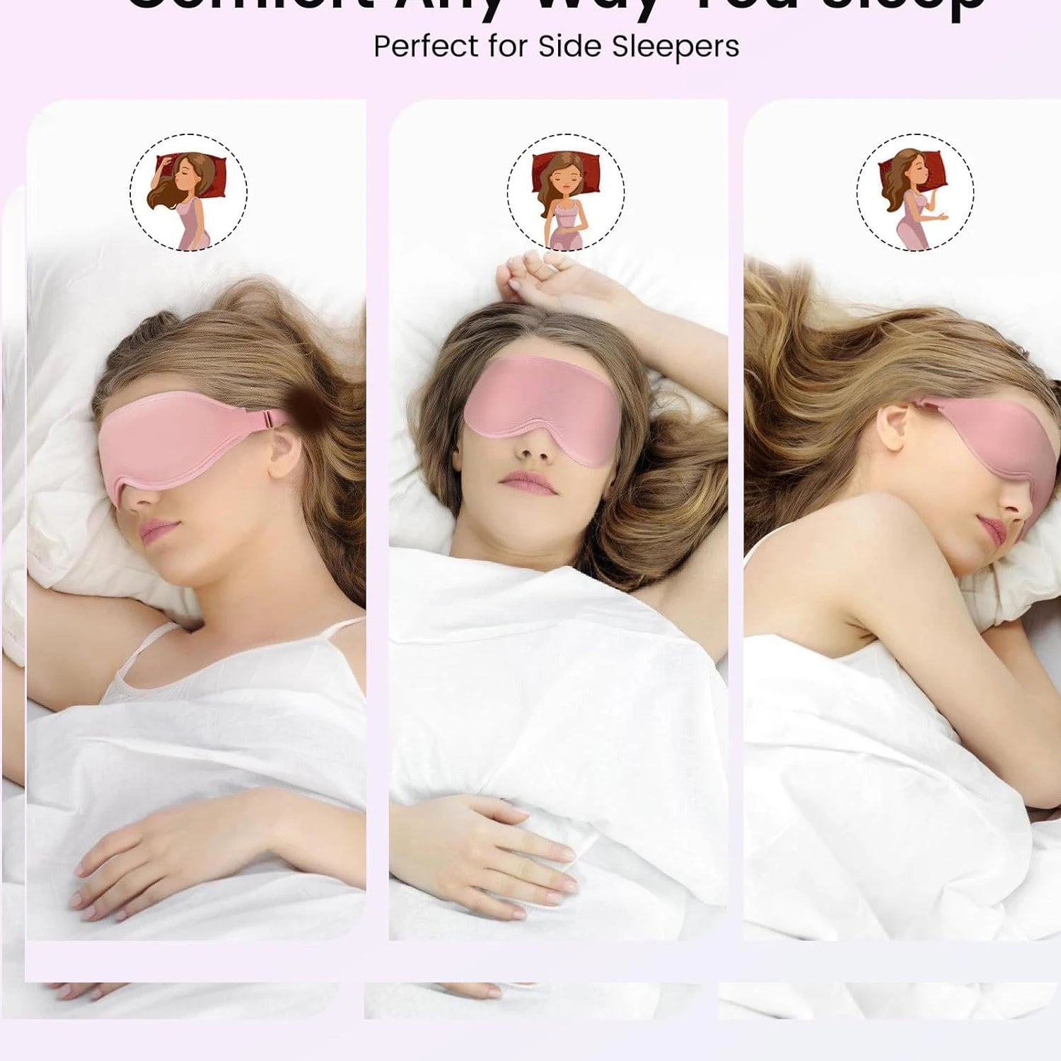 Eye Mask for Sleeping 3D Contoured 100% Light Blocking Zero Eye Pressure Night Blindfold Soft Senseless Sponge Eye Cover