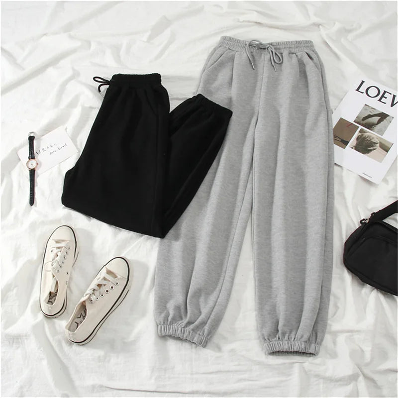 Gray women Sweatpants Autumn New Baggy Fashion Oversize Sports Pants Black winter thick Joggers Streetwear Trousers