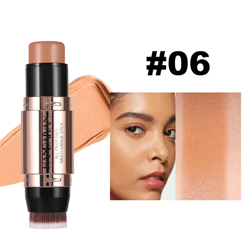 Double-head Face Bronzer Contour Stick Cream Makeup Light Dark Shadow Lasting Concealer Facial Brighten Contouring With Brush