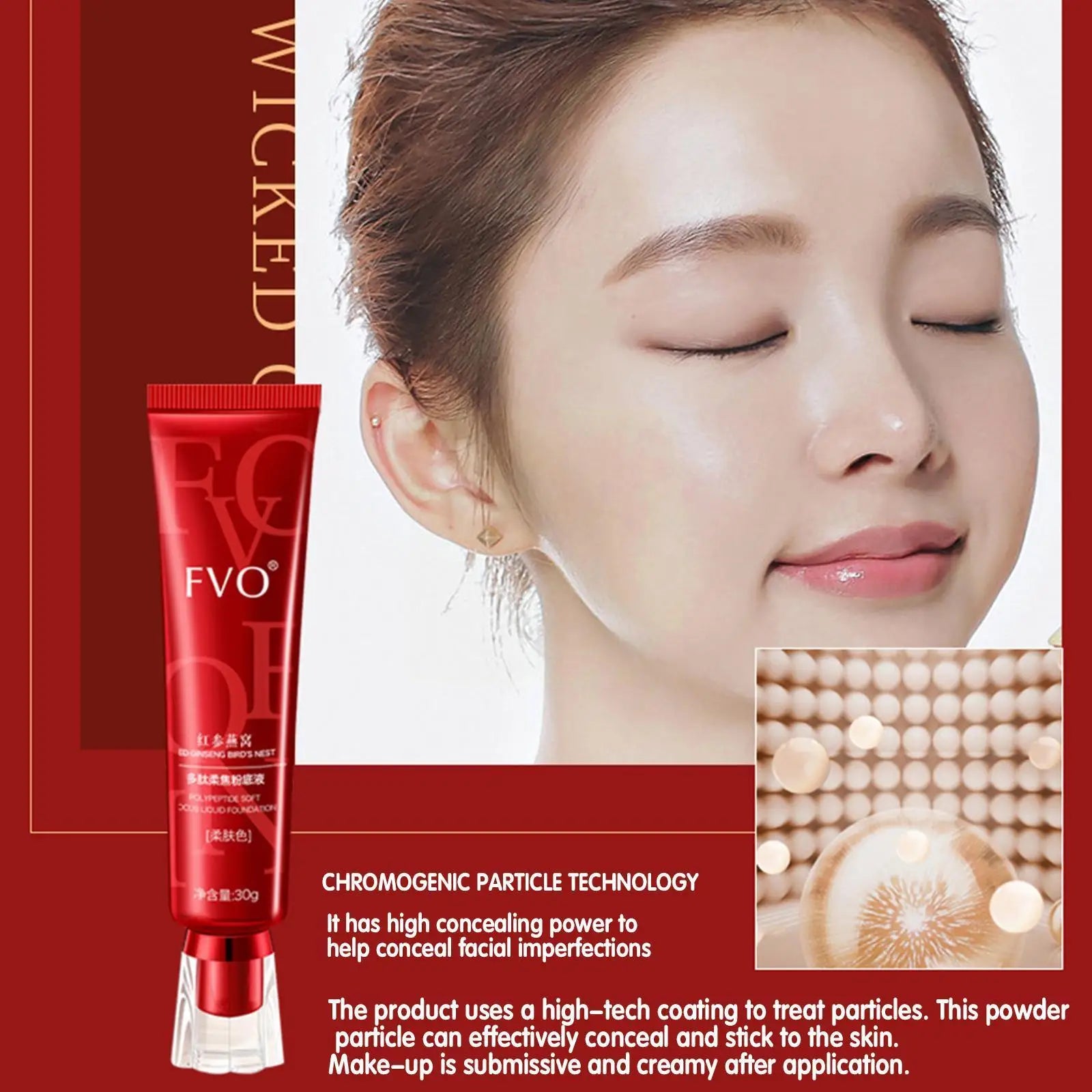 1pcs 30g Red Upgrade FV Foundation Precious Luxury Makeup Waterproof Base Concealer Oil-control Hydrating Cream Herbal Extr