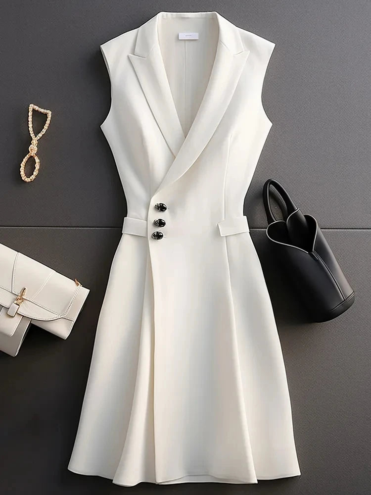 French High-end Exquisite Summer New High-quality Temperament Waist Slimming Formal Occasions Small Fragrance White Suit Dress