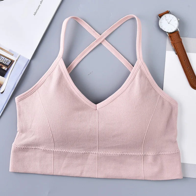 Sports Bra Women Cross Strap Beauty Back Underwear Sexy Push Up Running Yoga Fitness Sport Bra Top Breathable Quick Dry Gym Top