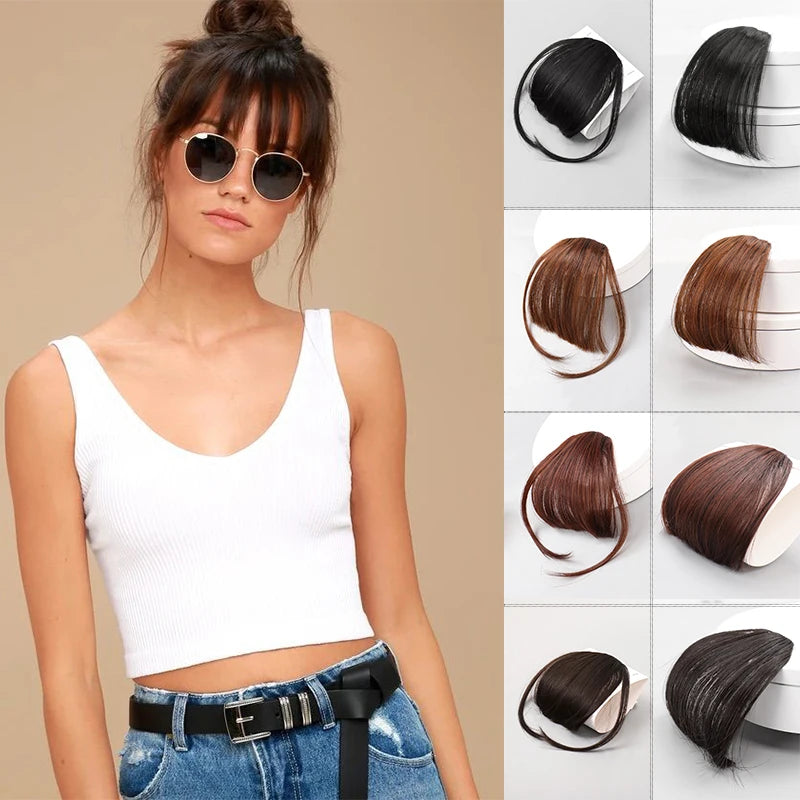 MANWEI Synthetic Wig Air bangs Women Natural Short Brown Blond Black Fake Hair Fringe Extension