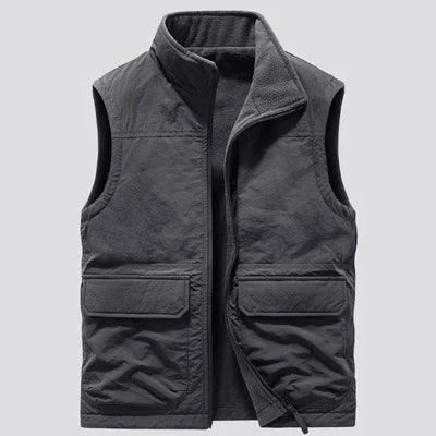 DIMUSI Winter Men's Sleeveless Jackets Male Reversible Warm Waistcoats Casual Outwear Men Fleece Thermal Soft Vests Clothing 6XL