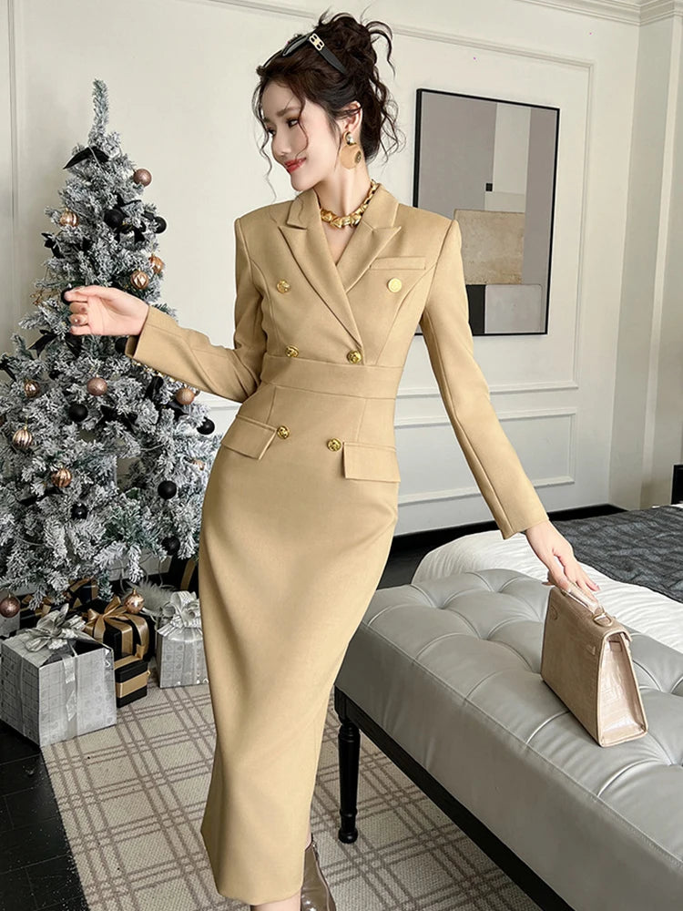 New Work Style Business Formal Occasion Dresses Women Clothes Elegant Office Ladies Formal Commute Slim Dress Mujer Robe Vestido