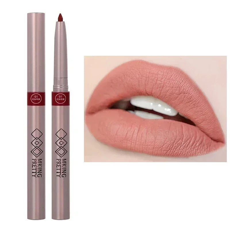 Nude Brown Lipliner Pen Waterproof Sexy Red Matte Contour Tint Lipstick Lasting Non-stick Cup Lipliner Pen Lips Makeup Cosmetic