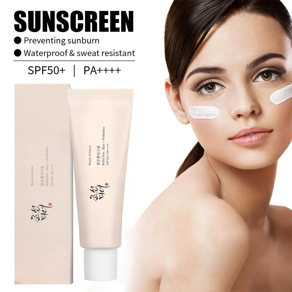 Rice Sunscreen Spf50+ Sunscreen Lasting Moisturizing Face Cream Anti UV Sun Block Facial Mild Moisturizer Serum