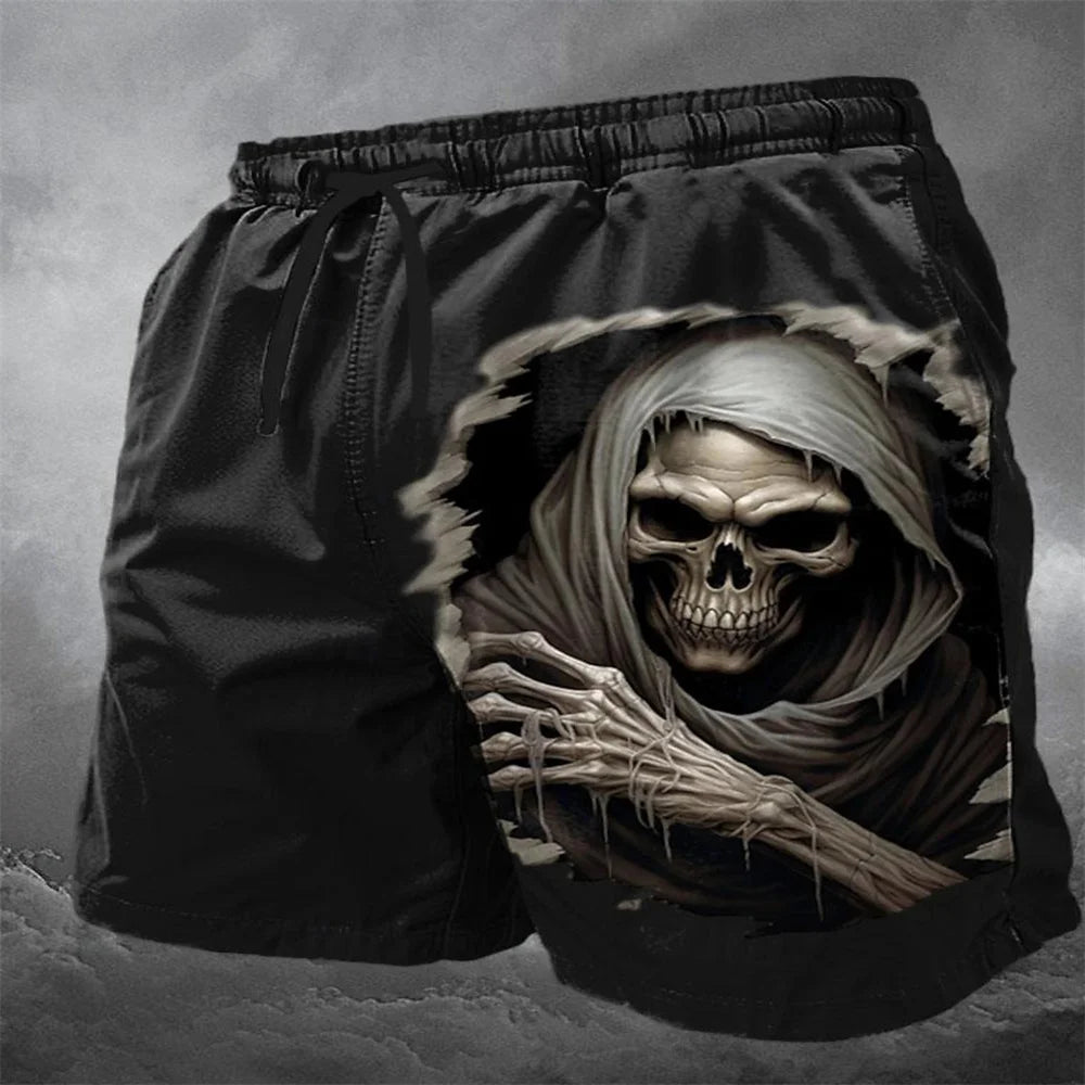 Summer Skull 3D Print Beach Shorts Men's Casual Fashion Board Shorts Male Swimming Trunks Kids Short Pants Man Swimsuit Clothing