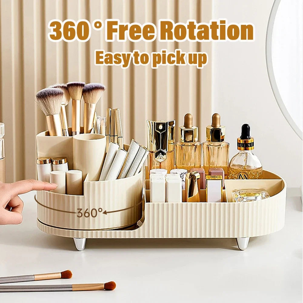 New 360° Rotating Makeup Brush Holder Storag Box Luxury Makeup Organiser Lipsticks Make Up Container Vanity Organizer Box