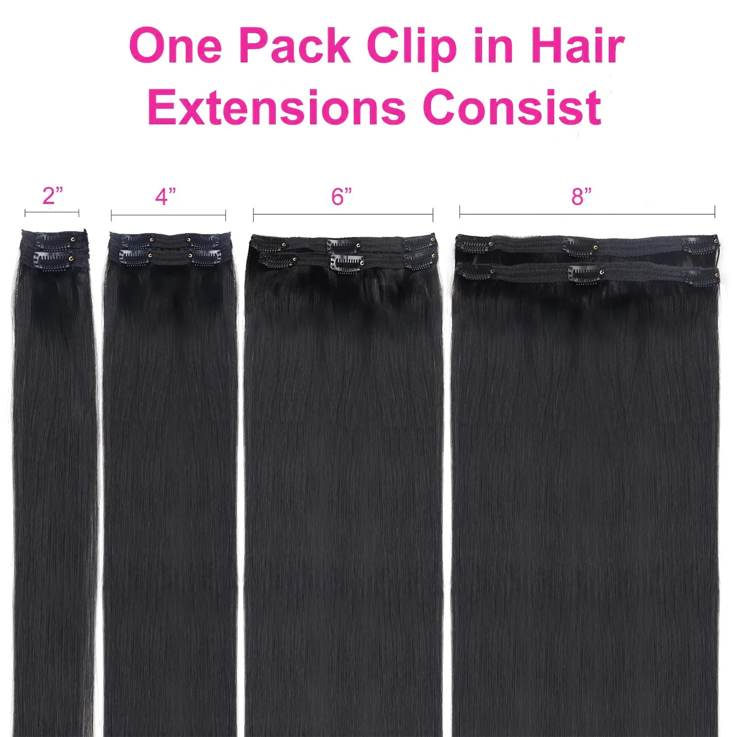 Clip In Hair Extensions Human Hair Brazilian Straight Clip In Natural Black Color Clip Ins Remy Hair 20 22 24 26 Inch For Women