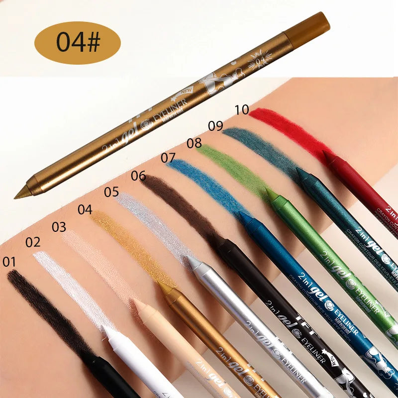 Waterproof Eyeliner Long Lasting Pencil Colourful Pigment Blue Black White Color Gel Eye Liner Pen Makeup Eye Beauty Cosmetics