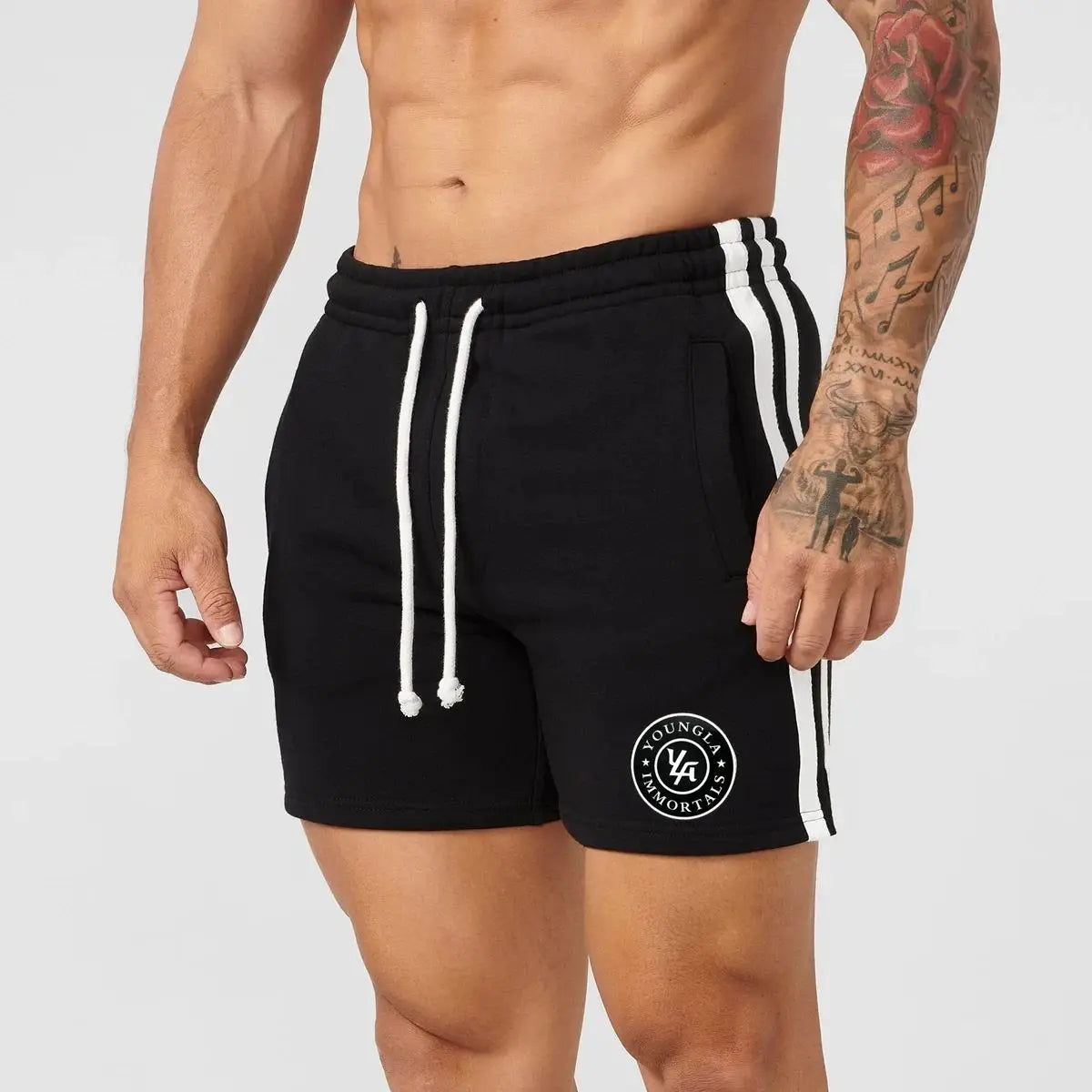 New Men's Shorts Jogger Gym Sports Fitness Cotton Striped Printed Casual Shorts Outdoor Running Basketball Shorts Training Pants