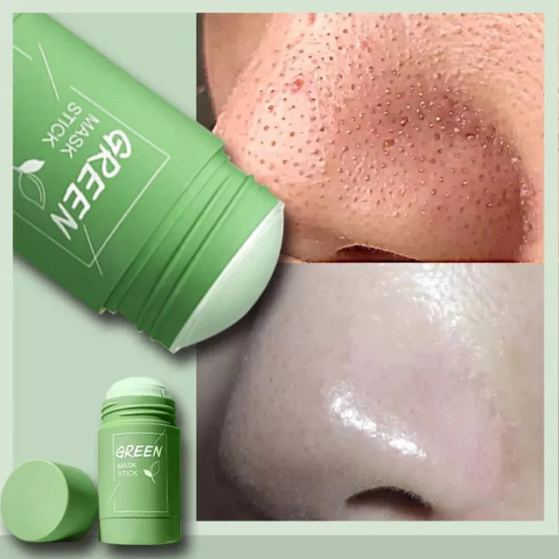 Green Tea Face Deep Cleaning Mud Solid Mask Stick Oil Control Smearing Mud Film Dispel Acne Blemish Mark Remove Blackhead Acne