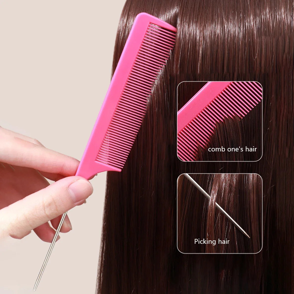 1pcs Professional Pointed Tail Comb Salon Hair Styling Stainless Steel Hair Comb Antistatic Dyeing Comb Hairdresser Styling Tool