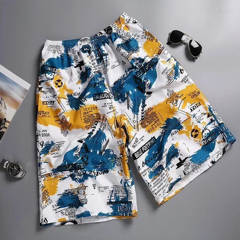 2023 NEW Summer Swim Shorts Plus Size For Men Flower Printed Beach Shorts Blue Borad Shorts gym Pants Swimming Surfing Dropship