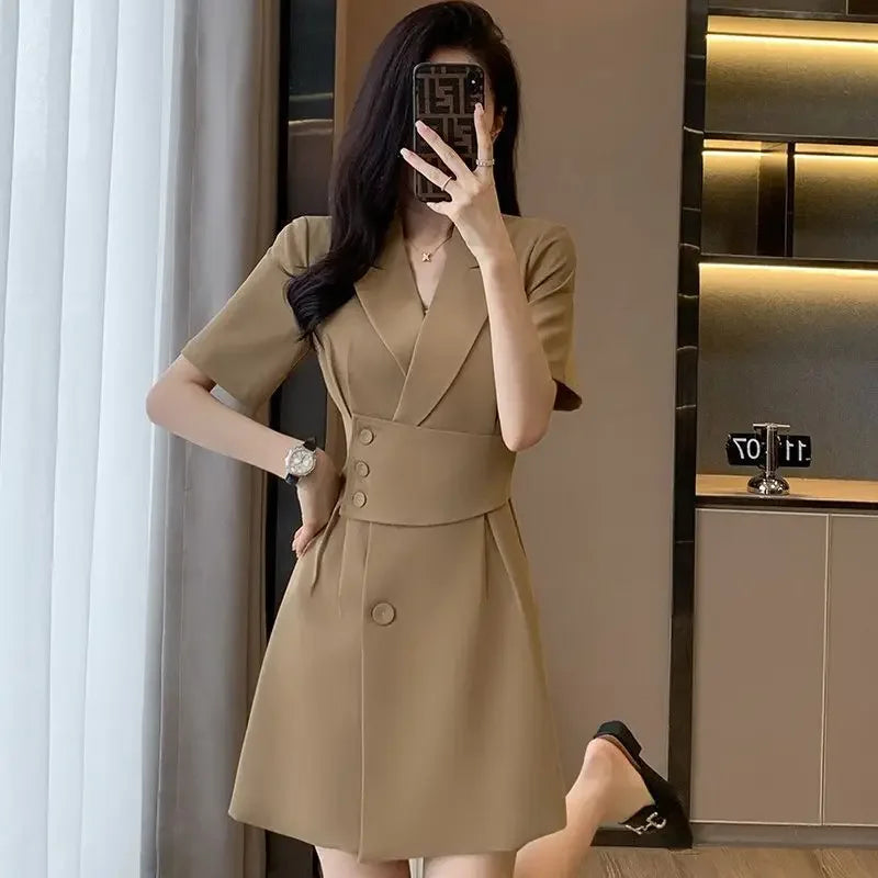 Blazer Short Women's Dress Mini Black Formal Occasion Female Dresses 2024 White Clothing Outfits Korean Style New in Promotion X