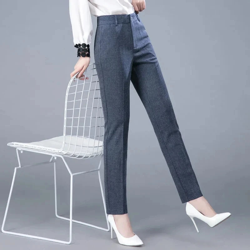 High Waist Formal Ankle Length Pants Women Casual Classic Slim Pantalones Korean Office Pencil Sweatpants Straight Suit Trousers