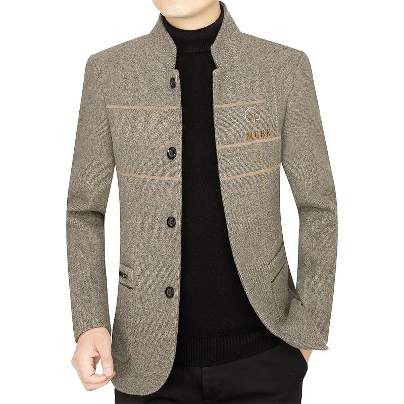 New Men Business Suits Coats Casual Woolen Blazers Jackets Wool Blends Male Autumn Slim Fit Blazers Suits Coats Mens Clothing