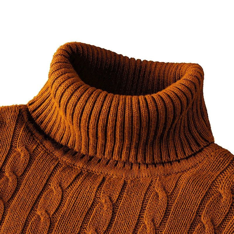 Autum Winter Warm Turtleneck Sweater Men's Casual Rollneck Knitted Pullover Keep Warm Men Jumper Knit Woolen Sweater