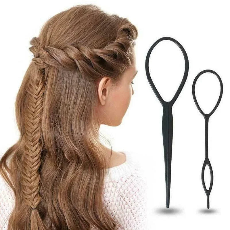 4 Pcs Fashion Ponytail Creator Plastic Loop Popular Hair Styling Tools Black Topsy Tail Clip Hair Braid Maker Fashion Salon