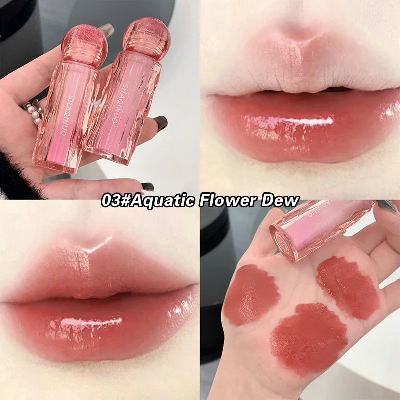 Mirror Lip Glaze Gloss Lasting Waterproof Non Stick Cup Bright Lipstick Lip Ink Tint Luxury Korean Nude Pink Makeup Cosmetics