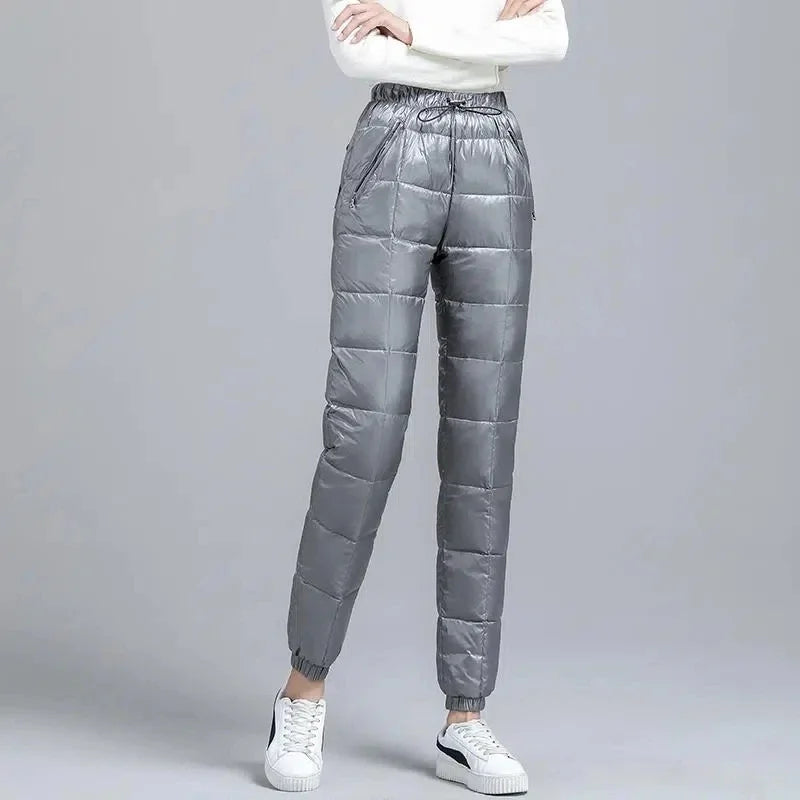 Ultralight Winter Down Cotton Pants Women Oversize 95kg Snow Wear Casual Jogger Pantalones Windproof Warm Baggy Harem Sweatpants