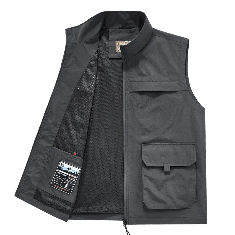 Embroidered Vest Waterproof Luxury Men's Clothing Sleeveless Jacket Tactical Camping Fashion Leather Vests Hunting Jackets Man