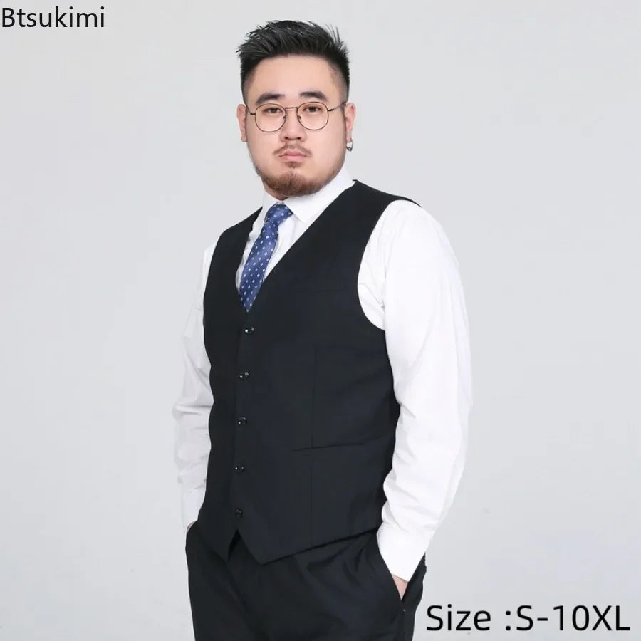 Plus Size 10XL Suit Vests Men's V-neck Sleeveless Vest Men Business Formal Vest Fashion Single-breasted Gentleman Waistcoat Male