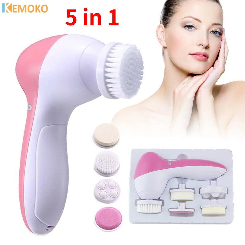 5 in 1 Electric Facial Cleanser Wash Face Cleaning Machine Skin Pore Cleaner Wash Machine Spa Blackhead Cleaning Facial Cleanser