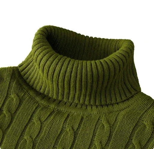 Men's High Neck Sweater Solid Color Pullover Knitted Warm Casual Turtleneck  Mens  Knitted Sweater