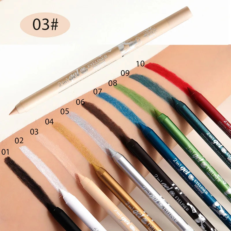 Waterproof Eyeliner Long Lasting Pencil Colourful Pigment Blue Black White Color Gel Eye Liner Pen Makeup Eye Beauty Cosmetics