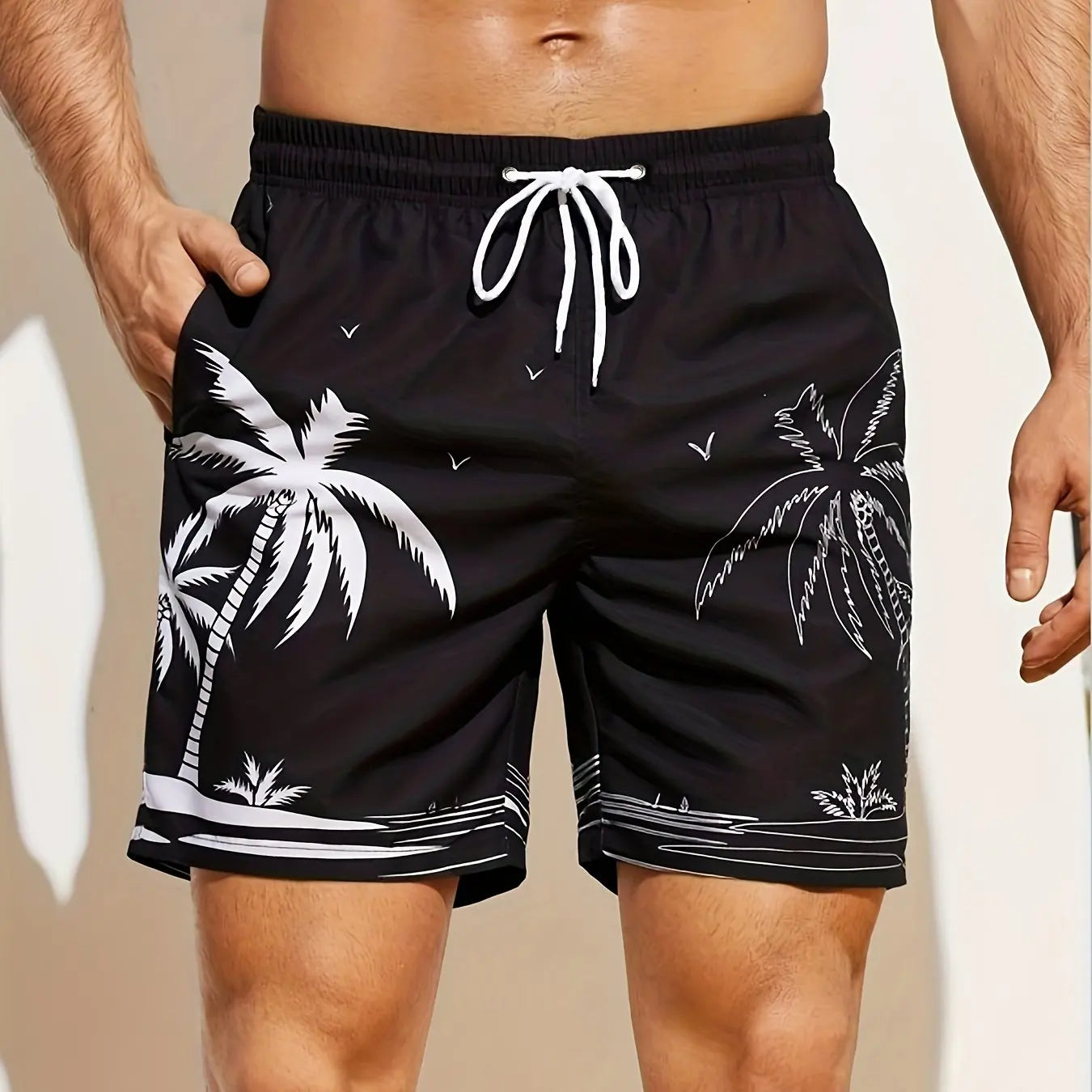 Summer Men's Shorts Quick Drying Hawaii Holiday Sports Swimming Trunks Fashion 3D Coconut Tree Printed Loose Sports Shorts