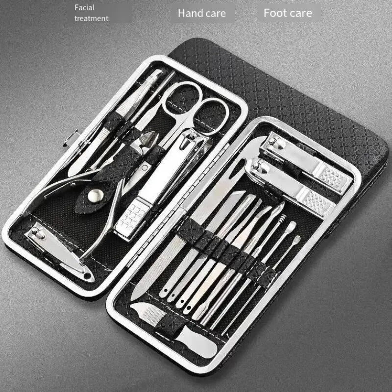 19PCS Professional Pedicure Nail Scissors Tool Nail Clipper Set Stainless Steel Manicure Cutter Trimmer Ear Spoon Nail Clipper