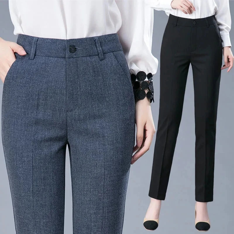 High Waist Formal Ankle Length Pants Women Casual Classic Slim Pantalones Korean Office Pencil Sweatpants Straight Suit Trousers